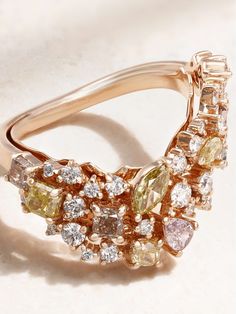 ANANYA Scatter 18-karat rose gold diamond ring | NET-A-PORTER Rose Diamond Ring, Rose Diamond, Flat Dress Shoes, Rose Gold Diamond Ring, Gold Diamond Ring, Fine Rings, Gold Diamond Rings, Rose Gold Diamonds, Net A Porter