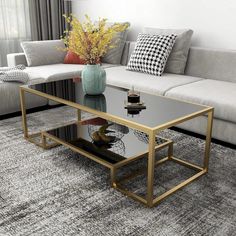 42017698644010 Modern Glass Table Living Room, Metal Center Table Design, Metal And Glass Table, Rectangle Glass Coffee Table Decor, Glass Center Table Living Room, Modern Classy Living Room, Steel Table Design, Metal Center Table, Center Table Design