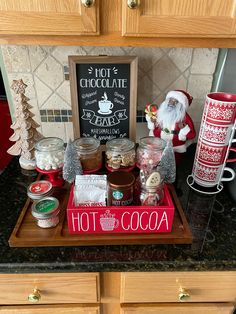 Hot cocoa bar for christams. Most of the stuff i got from Dollar Tree & Hobby Lobby Hot Coco Bar Idea Kitchen, Diy Dollar Tree Hot Cocoa Bar, Cocoa Bar Station Christmas, Dollar Tree Hot Cocoa Bar, Diy Hot Chocolate Bar, Diy Hot Cocoa Bar, Hot Chocolate Bar Ideas, Holiday Hot Cocoa Bar, Hangout Room Ideas