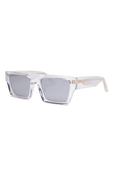 A beveled, transparent construction elevates the sleek style of these square sunglasses created in collaboration with the brand Monet. 55mm lens width; 20mm bridge width; 146mm temple length 100% UV protection CR-39 lenses Acetate Imported Hispanic & Latinx Owned/Founded Clear Sunglasses, Silver Chrome, Sleek Style, Sleek Fashion, Square Sunglasses, Uv Protection, Temple, Lenses, Bridge