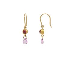 Playful, elegant, and with a vibrant combination of color, these Mallary Marks earrings have a stunning, understated sophistication. The faceted pale pink sapphire briolettes hang below the bright red sapphires which are encased in bezels of 22K yellow gold. The double stone combination hangs from 18K yellow gold ear wires. total length : 1"red sapphires : 3mm diameter : .515cttwpink sapphire briolettes : 10mm x 6mm : .855cttw22K/18K yellow gold : .69dwt18K yellow gold ear wires Digby And Iona, Daniela Villegas, Jewelry Facts, Twist Jewelry, Red Sapphire, Zoe Chicco, Cathy Waterman, Single Stone, Bright Red