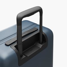 an image of a blue suitcase with handle