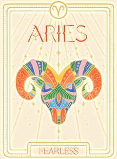 the zodiac sign for aries, with an image of a ram's head