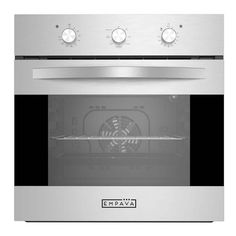 an oven with the door open and two knobs on it's front side