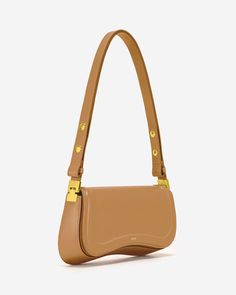 Major Material：Vegan Leather  Lining Material：Vegan Leather 10.4'' W × 5.7'' H × 2.4'' D (26.5cm x 14.5cm x 6cm) Shoulder Strap Drop:11.2" ~ 22.4" (28.5cm ~ 57cm) Undetachable Strap (Adjustable) Gold Hardware Magnetic Snap Closure 1 Interior Pocket Shoulder / Crossbody Fits for iPhone12 Pro Max and all sizes of phones Gold Leather Baguette Bag For Travel, Everyday Gold Leather Baguette Bag, Gold Leather Rectangular Baguette Bag, Classic Gold Baguette Bag For Everyday, Jw Pei, Chic Leather, Marc Jacobs Bag, Leather Crossbody Bag, Leather Handmade