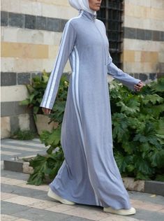 Islamic Activewear + Modest Sportswear by SHUKR Jersey Maxi Dress, Denim Maxi Dress, Tie Dye Maxi, Striped Jersey, Maxi Jersey Dress, Islamic Clothing, Striped Maxi, Sportswear Women, Maxi Dress With Sleeves