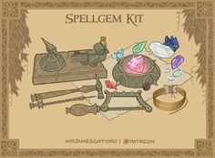 the spellem kit is on display with other items