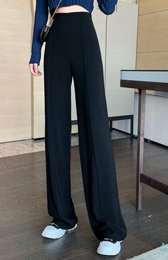 Black High Waist Loose Wide Leg Pants. This pants will make you look very elegant and feminine. The features of this pants are the following: wide leg, black color. Solid Color Trousers For A Night Out, Solid Color Trousers For Night Out, Solid Color Full-length Dress Pants For Fall, Fall Solid Color Full-length Dress Pants, Non-stretch Full-length Formal Pants, Non-stretch Straight Leg Dress Pants, Non-stretch Straight Leg Office Pants, Trendy Full Length Office Pants, Trendy Full Length Pants For Office