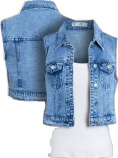 Trendy Denim Blue Vest Outerwear, Denim Vest For Fall, Casual Denim Blue Vest For Fall, Denim Blue Denim Vest Outerwear, Sleeveless Denim Jacket With Pockets For Fall, Trendy Blue Vest Outerwear, Trendy Blue Sleeveless Outerwear, Trendy Denim Vest Outerwear, Trendy Blue Sleeveless Denim Vest