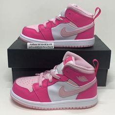 Jordan 1 Mid Fierce Pink Toddler Size 7c New FD8782-116 Air Jordan Mid Barbie *Size: 7c Toddler / Baby *Condition: New with box and authentic/original *Condición: Nueva con caja y auténtica/original. *Local pick up and or delivery is available if you are located in the New York City area, please contact me to schedule date and time. *La recogida o entrega local está disponible si se encuentra en el área de la ciudad de Nueva York, comuníquese conmigo para programar la fecha y la hora. *All order Air Jordan Mid, Jordan Mid, Jordan 3s, Jordan 1 Mid, Toddler Sizes, Air Jordan, Jordan 1, Baby Fever, Jordan