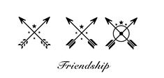 three arrows with the words,'friendship'written in black ink on a white background