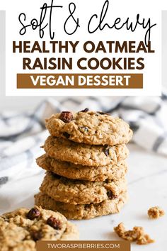 soft and chewy healthy oatmeal raisin cookies vegan dessert recipe