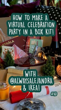 a party in a box with the words how to make a virtual celebration party in a box kit