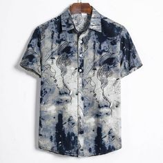 Mens Short Sleeve Casual Printed Summer Hawaiian Shirt Blouse T-shirt Tops   Features: High quality: This T-shirt's men's short-sleeved T-shirt is more than just a T-shirt. A fun, stylish and casual men's T-shirt slim fit with a Strand neck for summer, spring, or fall  Suitable: Made of cotton 100% brand new, high quality and soft material, tight fit, this stylish T-shirt wonderful is comfortable and just right. Authentic: elegant office, casual afternoon or chic party / disco - This modern Basic men's T-shirt is designed with an strand-neck and has a special style anytime, anywhere. Classic, timeless, almost a versatile. Product information: Season: Summer,Spring,Fall Gender: Men  Occasion: Daily,Party Material: Cotton Pattern Type: Printed Style: Casual Cloth length: Regular Sleeve Lengt Embroidery Shirt Men, Mens Swag, Surf Punk, Short Sleeve Shirts For Men, Japanese Tokyo, Interesting Clothing, British Style Men, Stylish Blouse, Shorts Casual