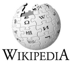 the logo for wikipediaia is shown with two speakers and a puzzle ball in front of it