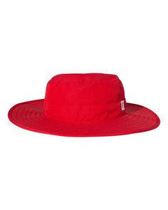 100% polyester; Unstructured, 31/2" crown; Performance sweatband; UPF 30 protection; Adjustable toggle drawcord; Sewn eyelets; 3 1/4" brim; Unisex Red 5-panel Summer Hat, Adjustable Brimmed Nylon Sun Hat, Lightweight Wide Brim Nylon Sun Hat, Upf 50+ Nylon Bucket Hat, Wide Brim Nylon Hat With Upf 50+, Adjustable Brimmed Nylon Bucket Hat, Casual Nylon Bucket Hat For Beach, Nylon Bucket Hat With Upf 50+, Nylon Bucket Hat For Beach