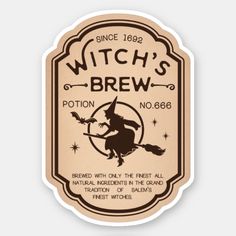 the witch's brew sticker is shown