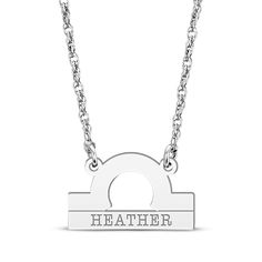 a necklace with the word heather on it