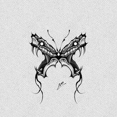 a black and white butterfly tattoo design