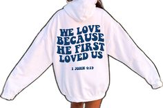 White Long Sleeve Hoodie With Lettering, White Hoodie With Lettering In Relaxed Fit, White Hooded Hoodie With Lettering, John Q, Jesus Sweatshirts, Sweatshirt Trendy, Bible Quote, Christian Sweatshirt, Christian Apparel