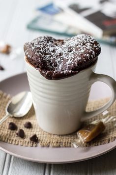 a close up of a cup of food on a table