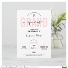 a pink and white card with the words grand celebration for the lunch of pastry house