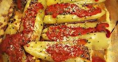 pasta with sauce and vegetables in a bowl