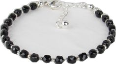 Elegant Black Crystal Bracelet With Faceted Beads, Black Crystal Bracelet With Silver Beads As Gift, Gift Black Crystal Bracelet With Silver Beads, Elegant Black Beaded Bracelets With Silver Beads, Black Beaded Bracelet, Laguna Niguel, Black Beaded Bracelets, Black Jewelry, Bracelet For Women