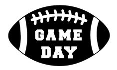 a black and white football with the words game day on it