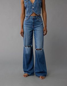 Cheap High Waist Faded Jeans, Affordable Dark Wash Wide Leg Cargo Jeans, Cheap Baggy High-waisted Jeans, Cheap High Rise Baggy Pants, Cheap Baggy Washed Jeans, Cheap Versatile Baggy Bottoms, Cheap Wide Leg Cargo Style Jeans, Cheap Baggy Jeans With Elastic Waistband, Cheap Baggy High Waist Jeans