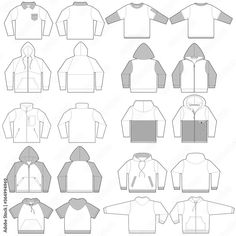 Mockup jersey Hoodie Layout, Flat Fashion Sketch, Sketches Fashion Design, Hoodie Front And Back, Hoodie Illustration, Hoodie Template, Design Sketches Fashion, Clothing Templates, Sketches Fashion