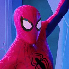 spider - man from the animated movie, into the spider - man web suit is shown