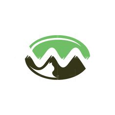 a green mountain logo with mountains in the background