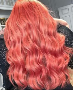 Ion Peach Hair Color, Coral Hair Color Peaches, Peach Red Hair, Coral Pink Hair, Peach Pink Hair, Coral Hair Color, Peach Hair Dye, Quirky Hair, Peach Hair Colors