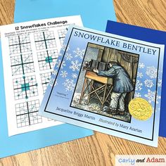 two snowflake bentleyy books on a wooden table