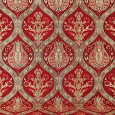 an intricately designed red and gold wallpaper