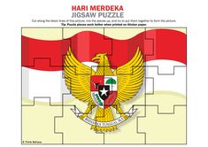 the flag of the state of indonesia is depicted on a puzzle piece with information about it