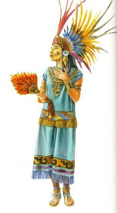 a drawing of a native american woman with feathers on her head and dress, holding a fan