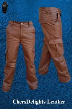 Versatile Brown Leather Cargo Pants with ample storage. Upgrade your wardrobe at ChersDelights Leather. Discover style & functionality. Big man sizes too. Leather Straight Leg Pants With Pockets, Leather Cargo Pants With Straight Leg, Leather Straight Leg Bottoms With Cargo Pockets, Straight Leg Leather Pants With Cargo Pockets, Full Length Leather Pants With Pockets, Leather Trousers With Pockets, Fitted Brown Cargo Pants Full Length, Fitted Brown Full-length Cargo Pants, Fitted Full-length Brown Cargo Pants