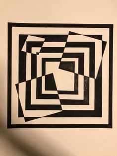 an abstract black and white painting with squares