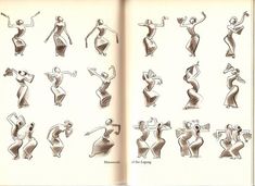 an open book with drawings of women doing different poses and body shapes in various positions