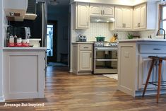 the kitchen is clean and ready for us to use in its new owner's home