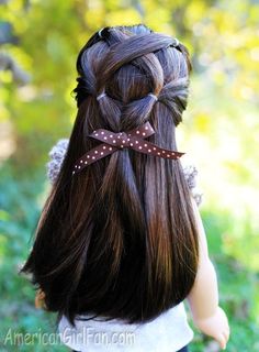 Doll Hairstyle: Criss-Cross Ponytail Veil! Dolls Hairstyles, Braids For Kids, Doll Ideas, Doll Stuff, Ag Dolls, Doll Hair