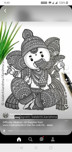 Mandela Art Ganesh, Ganesh Ji Mandala Art, Ganesha Doodle Art, Kalakriti Karishma, Ganesha Chaturthi, Draw Mandala