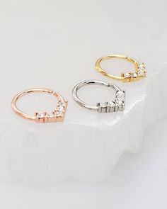 Cubic Zirconia Huggie Rings As Gift, Cubic Zirconia Rings Suitable As Gifts, Huggie Rings With Prong Setting As Gifts, Wedding Rings With Vvs Clarity Huggie, Hoop Septum Ring With Prong Setting As Gift, Stackable Hoop Septum Ring As Gift, Cubic Zirconia Septum Ring Gift, Small Hoop Halo Rings As Gift, Hoop Rings In Rose Gold Sterling Silver