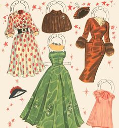 an old fashion sewing pattern with dresses and hats