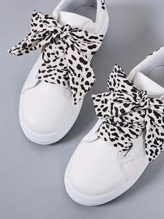 Chic and Stylish: Women's Leopard Lace-Up Front Skate Shoes - White Sn Leopard Print Lace-up Sneakers For Streetwear, Trendy High-top Lace-up Shoes, White Lace-up Shoes For Summer, Spring High-top Lace-up Shoes For Streetwear, Spring High-top Lace-up Streetwear Shoes, High-top Lace-up Shoes For Spring Streetwear, High-top Lace-up Shoes For Streetwear In Spring, Trendy Flat Sneakers, White Flat Lace-up Shoes