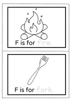 the words f is for fire and f is for fork