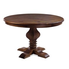 a round wooden table with two leaves on the top and one leaf at the base