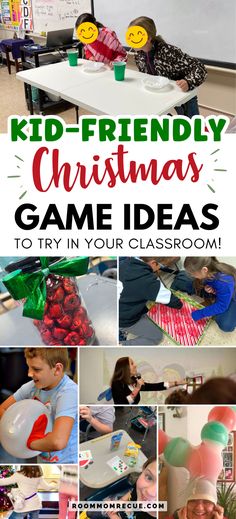 a collage of christmas games and activities to try in your classroom